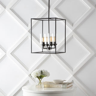 Quinn 8.13" Industrial Farmhouse Iron/Glass LED Pendant - JONATHAN Y