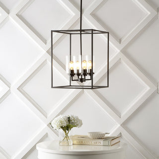 Quinn 8.13" Industrial Farmhouse Iron/Glass LED Pendant - JONATHAN Y