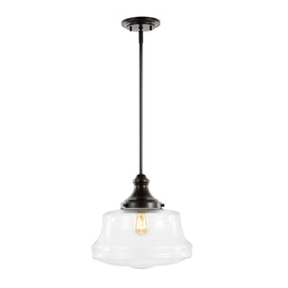 Schoolhouse 14" Bohemian Farmhouse Iron/Glass LED Pendant - JONATHAN Y