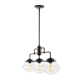 Avery 37.5" Industrial Farmhouse Rustic Iron/Glass Linear LED Pendant - JONATHAN Y