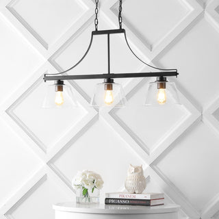 Jayden 36" Industrial Farmhouse Iron/Glass Linear LED Pendant - JONATHAN Y