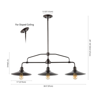 Cade 34.25" Metal Farmhouse Industrial LED Pendant