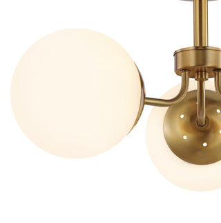 Olivier 23.5" 3-Light Bohemian Farmhouse Iron/Frosted Glass LED Semi Flush Mount - JONATHAN Y