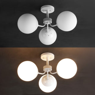 Olivier 23.5" 3-Light Bohemian Farmhouse Iron/Frosted Glass LED Semi Flush Mount - JONATHAN Y