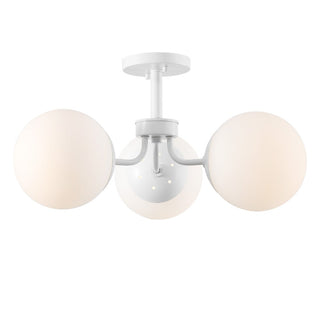 Olivier 23.5" 3-Light Bohemian Farmhouse Iron/Frosted Glass LED Semi Flush Mount - JONATHAN Y