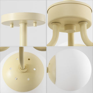 Olivier 23.5" 3-Light Bohemian Farmhouse Iron/Frosted Glass LED Semi Flush Mount