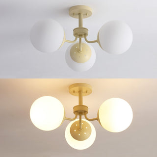 Olivier 23.5" 3-Light Bohemian Farmhouse Iron/Frosted Glass LED Semi Flush Mount