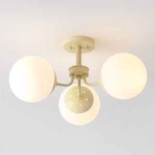 Olivier 23.5" 3-Light Bohemian Farmhouse Iron/Frosted Glass LED Semi Flush Mount