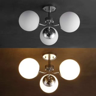 Olivier 23.5" 3-Light Bohemian Farmhouse Iron/Frosted Glass LED Semi Flush Mount