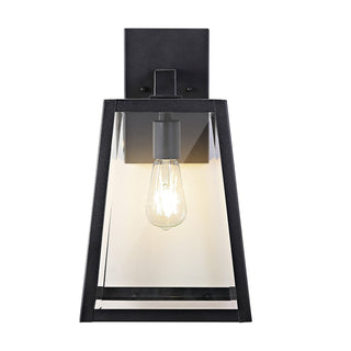 Pasadena 9" Iron/Glass Modern Industrial Angled LED Outdoor Lantern - JONATHAN Y