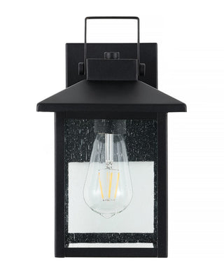 Bungalow 6.75" Iron/Seeded Glass Rustic Traditional Lantern LED Outdoor Lantern - JONATHAN Y