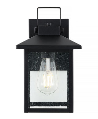 Bungalow 6.75" Iron/Seeded Glass Rustic Traditional Lantern LED Outdoor Lantern - JONATHAN Y