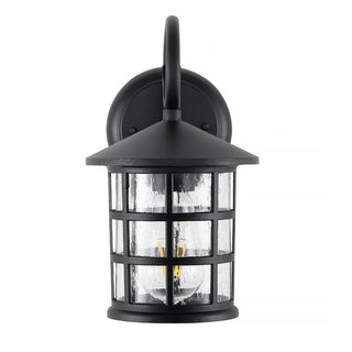 Cadiz 6" Iron/Seeded Glass Cottage Rustic Scrolled Lantern LED Outdoor Lantern - JONATHAN Y