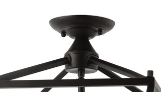 Plains Mini Lantern 12" Iron Modern Farmhouse LED Flush Mount - JONATHAN Y