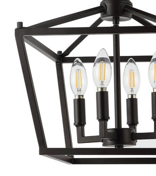 Plains Mini Lantern 12" Iron Modern Farmhouse LED Flush Mount - JONATHAN Y