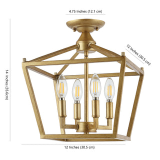Plains Mini Lantern 12" Iron Modern Farmhouse LED Flush Mount - JONATHAN Y