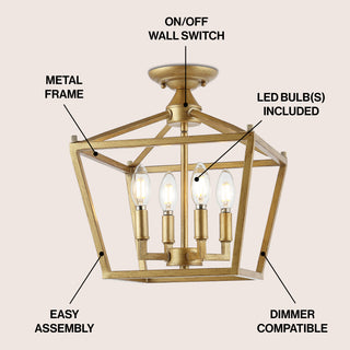 Plains Mini Lantern 12" Iron Modern Farmhouse LED Flush Mount
