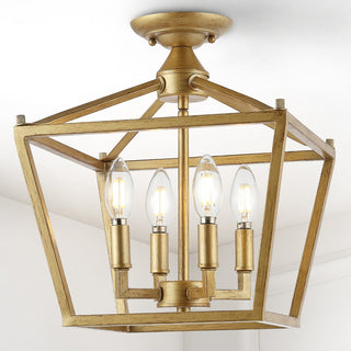 Plains Mini Lantern 12" Iron Modern Farmhouse LED Flush Mount - JONATHAN Y