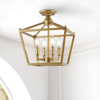 Plains Mini Lantern 12" Iron Modern Farmhouse LED Flush Mount - JONATHAN Y