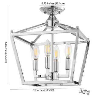 Plains Mini Lantern 12" Iron Modern Farmhouse LED Flush Mount - JONATHAN Y