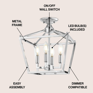 Plains Mini Lantern 12" Iron Modern Farmhouse LED Flush Mount