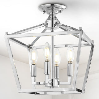 Plains Mini Lantern 12" Iron Modern Farmhouse LED Flush Mount - JONATHAN Y