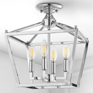 Plains Mini Lantern 12" Iron Modern Farmhouse LED Flush Mount - JONATHAN Y