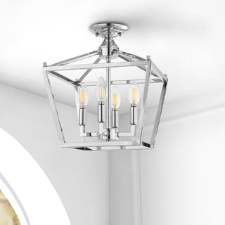 Plains Mini Lantern 12" Iron Modern Farmhouse LED Flush Mount - JONATHAN Y