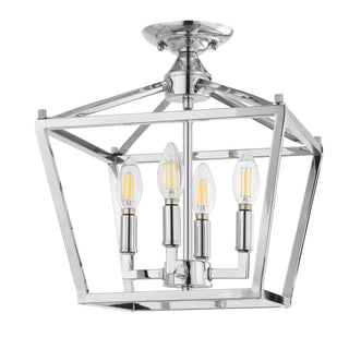 Plains Mini Lantern 12" Iron Modern Farmhouse LED Flush Mount - JONATHAN Y