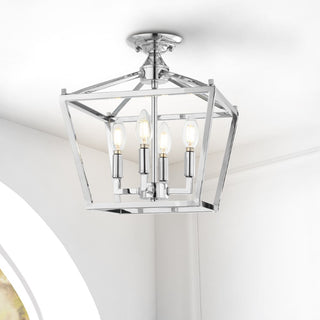 Plains Mini Lantern 12" Iron Modern Farmhouse LED Flush Mount - JONATHAN Y