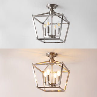 Plains Mini Lantern 12" Iron Modern Farmhouse LED Flush Mount