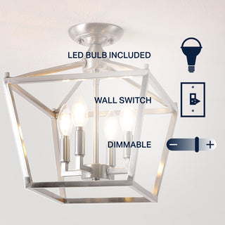 Plains Mini Lantern 12" Iron Modern Farmhouse LED Flush Mount