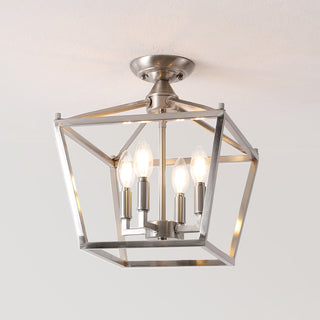 Plains Mini Lantern 12" Iron Modern Farmhouse LED Flush Mount