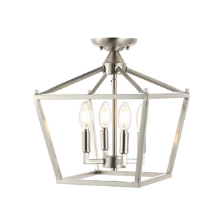 Plains Mini Lantern 12" Iron Modern Farmhouse LED Flush Mount - JONATHAN Y