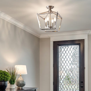 Plains Mini Lantern 12" Iron Modern Farmhouse LED Flush Mount