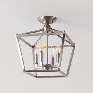 Plains Mini Lantern 12" Iron Modern Farmhouse LED Flush Mount