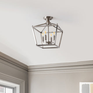 Plains Mini Lantern 12" Iron Modern Farmhouse LED Flush Mount