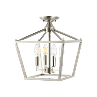 Plains Mini Lantern 12" Iron Modern Farmhouse LED Flush Mount - JONATHAN Y
