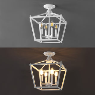 Plains Mini Lantern 12" Iron Modern Farmhouse LED Flush Mount