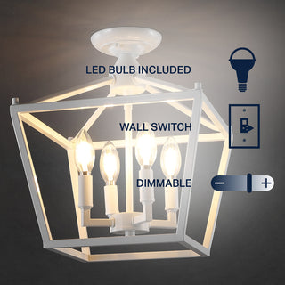 Plains Mini Lantern 12" Iron Modern Farmhouse LED Flush Mount