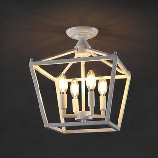 Plains Mini Lantern 12" Iron Modern Farmhouse LED Flush Mount
