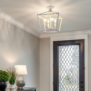 Plains Mini Lantern 12" Iron Modern Farmhouse LED Flush Mount