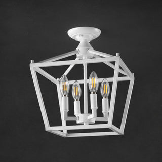 Plains Mini Lantern 12" Iron Modern Farmhouse LED Flush Mount