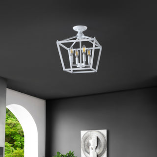 Plains Mini Lantern 12" Iron Modern Farmhouse LED Flush Mount