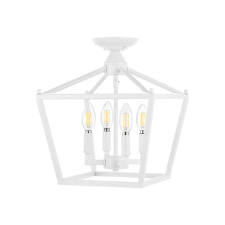 Plains Mini Lantern 12" Iron Modern Farmhouse LED Flush Mount