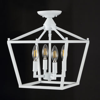 Plains Mini Lantern 12" Iron Modern Farmhouse LED Flush Mount