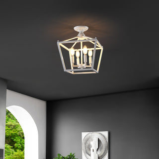 Plains Mini Lantern 12" Iron Modern Farmhouse LED Flush Mount