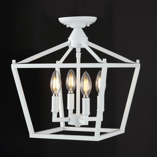 Plains Mini Lantern 12" Iron Modern Farmhouse LED Flush Mount