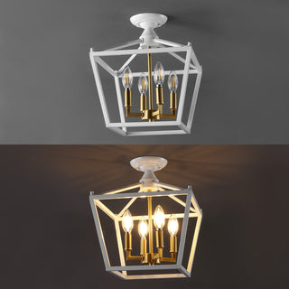 Plains Mini Lantern 12" Iron Modern Farmhouse LED Flush Mount