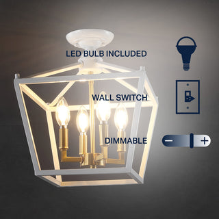 Plains Mini Lantern 12" Iron Modern Farmhouse LED Flush Mount